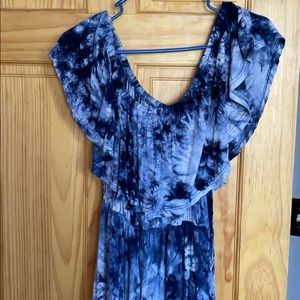 Tie-dye off the shoulder maxi dress